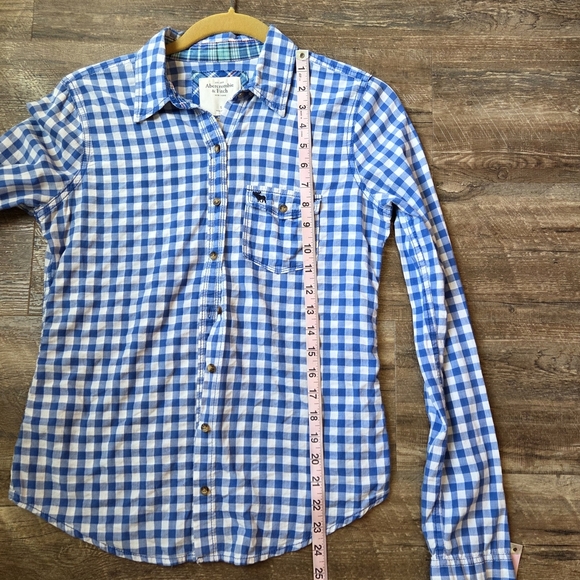Abercrombie & Fitch Checkered Blue And White Women's Size Small Western Style - Picture 11 of 12